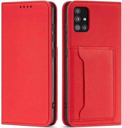 Magnet Card Case etui do Samsung Galaxy A13 5G pokrowiec portfel na karty kartę podstawka czerwony (250202)