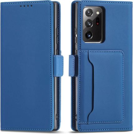 Magnet Card Case etui do Samsung Galaxy S22 Ultra pokrowiec portfel na karty kartę podstawka niebieski (250630)