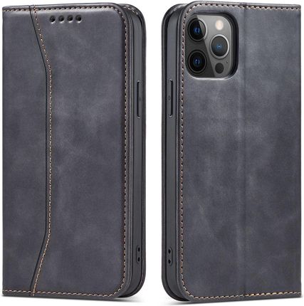Magnet Fancy Case etui do iPhone 12 Pro Max pokrowiec portfel na karty kartę podstawka czarny (250692)