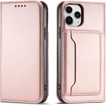 Magnet Card Case etui do iPhone 12 Pro Max pokrowiec portfel na karty kartę podstawka różowy (250590)