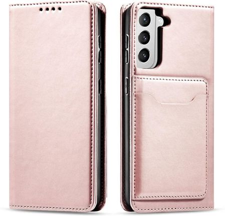 Magnet Card Case etui do Samsung Galaxy S22+ (S22 Plus) pokrowiec portfel na karty kartę podstawka różowy (250628)
