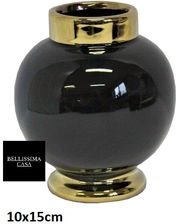 Czarno złoty elegancki wazon wazonik ze złotym dekorem - dobre Wazony handmade