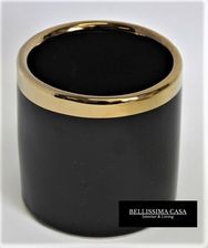 Nowoczesny ceramiczny wazon wazonik czarny ze złotym wykończeniem - najlepsze Wazony handmade
