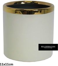 Biały ceramiczny wazon wazonik ze złotym dekorem  - ranking Wazony handmade 2024 