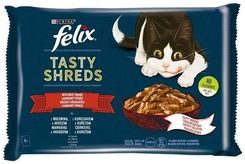 Felix Tasty Shreds wiejskie smaki z wołowiną i kurczakiem w sosie 4x80g