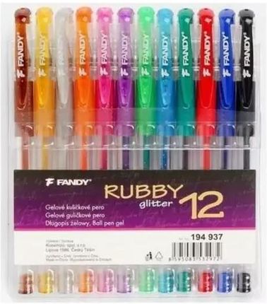 Fandy Długopis Żelowy Rubby Glitter 12 Kolorów