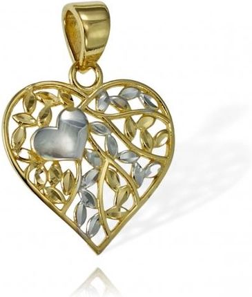 Złote Ażurowe Dwukolorowe Serce - Pr. 585