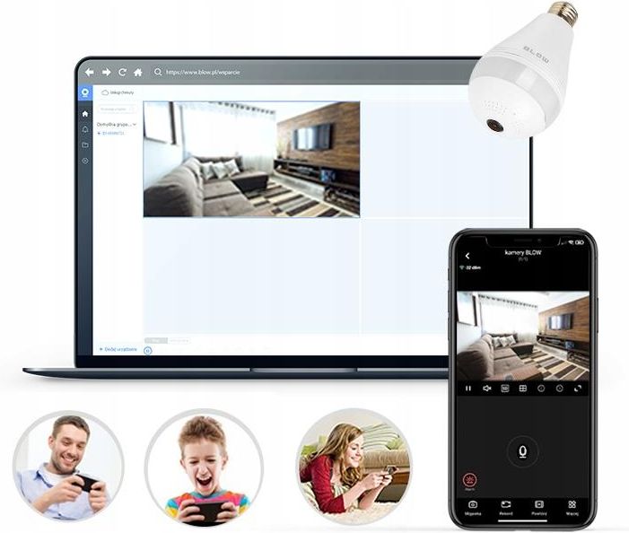Blow Kamera Wifi Żarówka E27 110~220V 3Mp Interkom (78819) - zdjęcie 9 Blow Kamera Wifi Żarówka E27 110~220V 3Mp Interkom (78819)