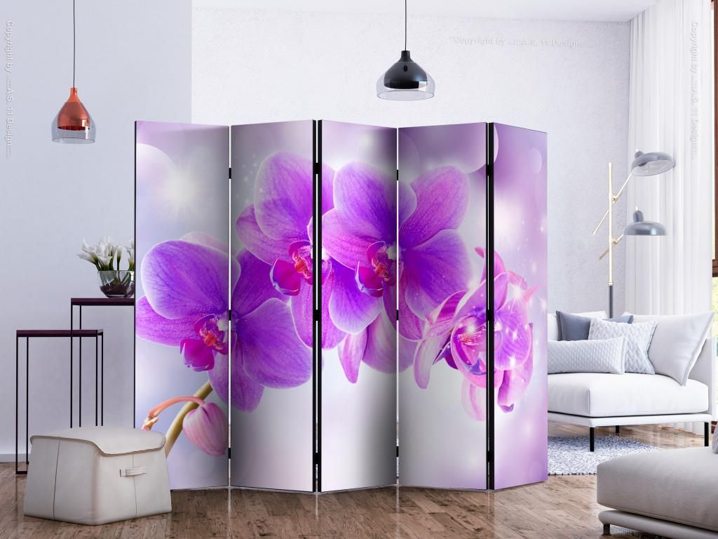 Room Dividers Parawan Pokojowy Jednostronny Fioletowe Orchidee Ii 225X172 (132674) Opinie i