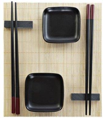 Dkd Home Decor Zestaw Do Sushi Bambus Kamionka 7Szt. 27,8X17,8X3Cm
