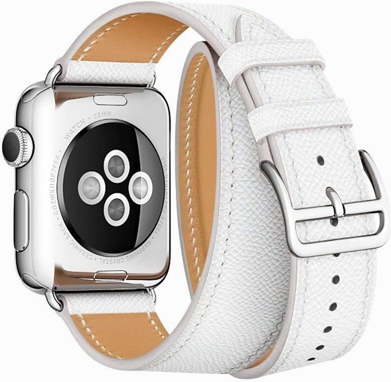 Innocent Double Leather Strap Apple Watch Band 38/40/41mm Biały