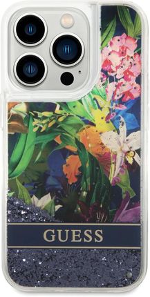 Guess GUHCP14LLFLSB iPhone 14 Pro 6,1" niebieski/blue hardcase Flower Liquid Glitter (646778)