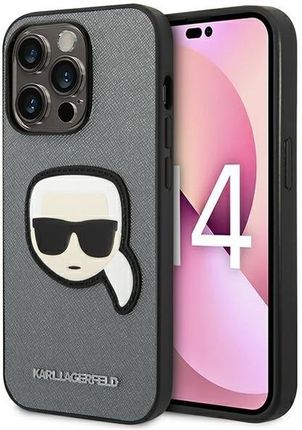 Karl Lagerfeld Saffiano Karl Head Patch Case - Etui iPhone 14 Pro (srebrny) (249162)