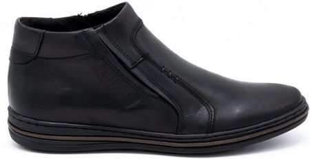Buty męskie zimowe skórzane 381F czarne