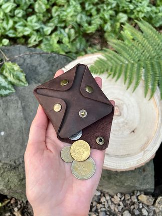 Bilonówka z grawerem Skórzany portfel na monety