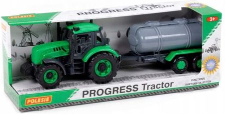 Wader 91567 Traktor " Progres" Inercyjny Z Przyczepą Custerną Zielony W Pudełku