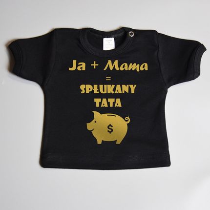 Ja + Mama = spłukany tata - koszulka niemowlęca - złoty nadruk