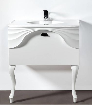 Biała szafka łazienkowa Sanitti Asso AS-80-CZ z 2 nogami retro biała z uchwytem czarny mat