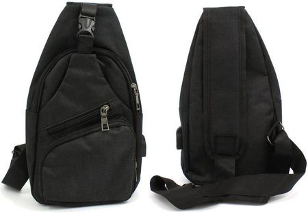 Saszetka torba mały plecak nerka na jedno ramię męska z USB Sportowa na rower wygodna poręczna czarna