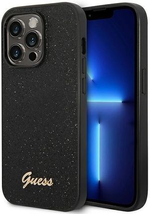 Guess Glitter Flakes Metal Logo Case Etui iPhone 14 Pro Max (czarny) (205164)
