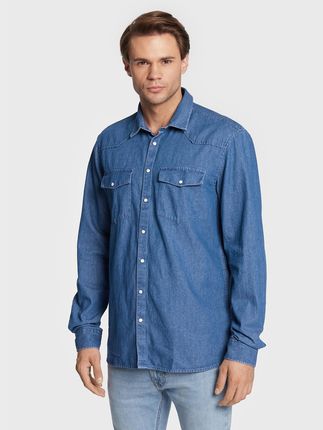 Solid Koszula jeansowa 21107055 Niebieski Regular Fit