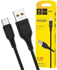 Alogy Kabel przewód USB do USB-C Type C oplot Denmen D01T szybkie ładowanie 2.4A 1m Czarny