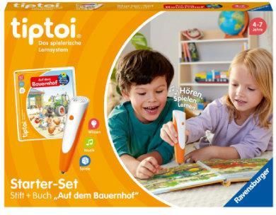 Ravensburger tiptoi Starter-Set 00114 Stift und Bauernhof-Buch - Lernsystem für Kinder ab 4 Jahren (wersja niemiecka)