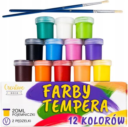 Creative Deco Farby Plakatowe Tempery Zestaw 12 Kolorów 20Ml