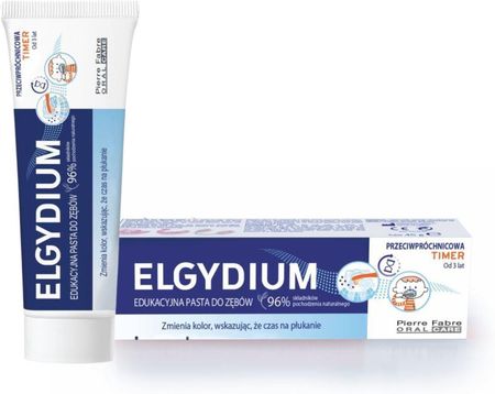 ELGYDIUM Timer edukacyjna pasta do zębów dla dzieci zmieniająca kolor od 3 r.ż. 50 ml