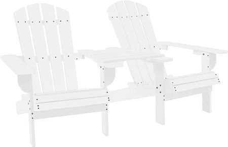Krzesła Ogrodowe Adirondack Ze Stolikiem Drewno Jodłowe Białe