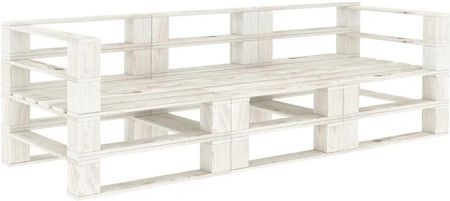 Ogrodowa Sofa 3-Osobowa Z Palet Drewniana Biała