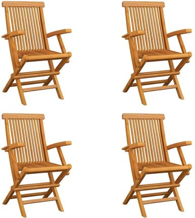 Składane Krzesła Ogrodowe 4 Szt. Lite Drewno Tekowe