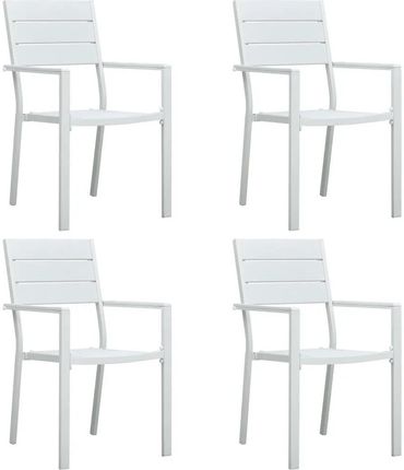 Krzesła Ogrodowe 4 Szt. Białe Hdpe O Wyglądzie Drewna