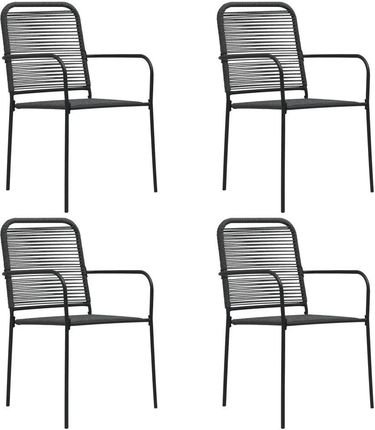 Krzesła Ogrodowe 4 Szt. Sznurek Bawełniany I Stal Czarne