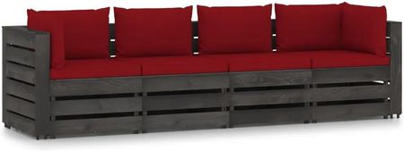 Ogrodowa Sofa 4-Os. Z Poduszkami Impregnowane Na Szaro Drewno