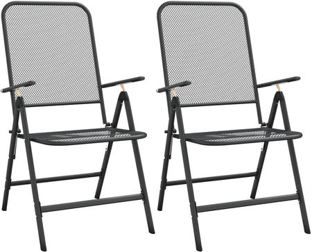 Składane Krzesła Ogrodowe 2 Szt. Antracytowe Metalowa Siatka