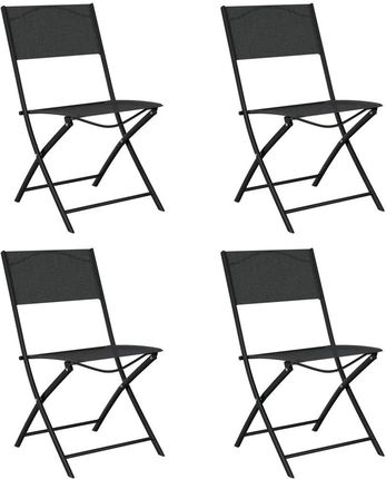 Składane Krzesła Ogrodowe 4 Szt. Czarne Stal I Textilene