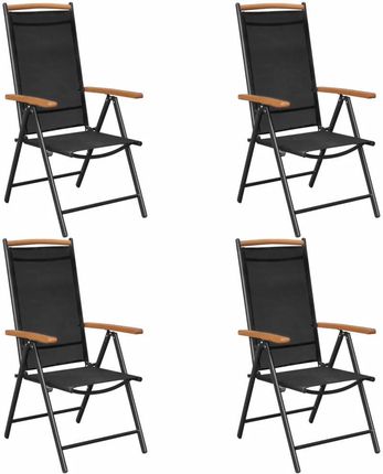 Składane Krzesła Ogrodowe 4 Szt. Aluminium/Textilene Czarne