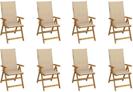 Składane Krzesła Ogrodowe Z Poduszkami 8 Szt. Drewno Akacjowe