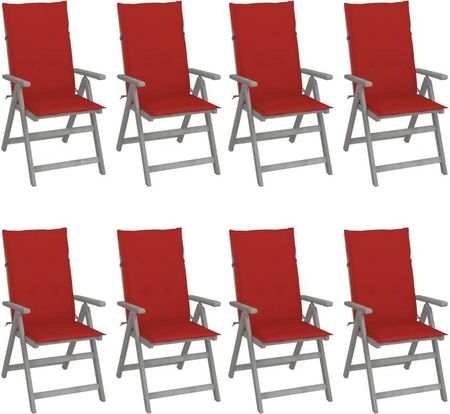 Rozkładane Krzesła Ogrodowe Z Poduszkami 8 Szt. Lita Akacja