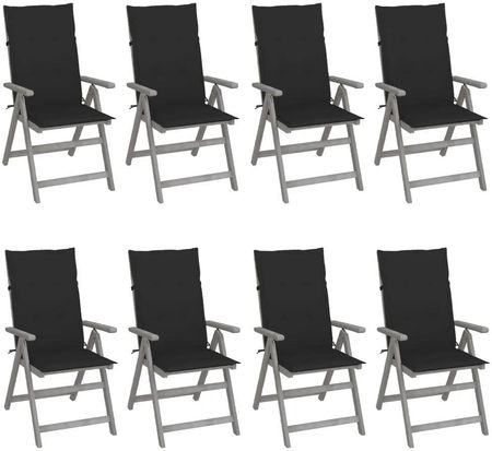 Rozkładane Krzesła Ogrodowe Z Poduszkami 8 Szt. Lita Akacja