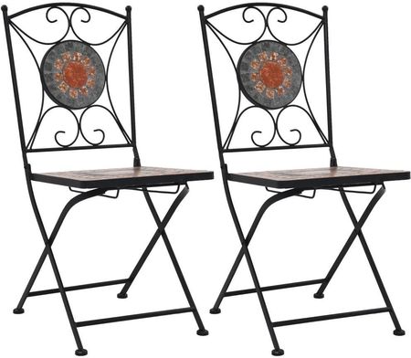 Mozaikowe Krzesła Bistro 2 Szt Pomarańczowo-Szare