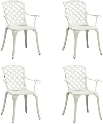 Krzesła Ogrodowe 4 Szt. Odlewane Aluminium Białe