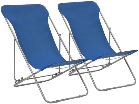 Krzesła Plażowe 2 Szt. Stal I Tkanina Oxford Niebieskie