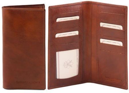 Tuscany Leather Ekskluzywny portfel męski skórzany - 2-krotnie składany , kolor brązowy TL140784