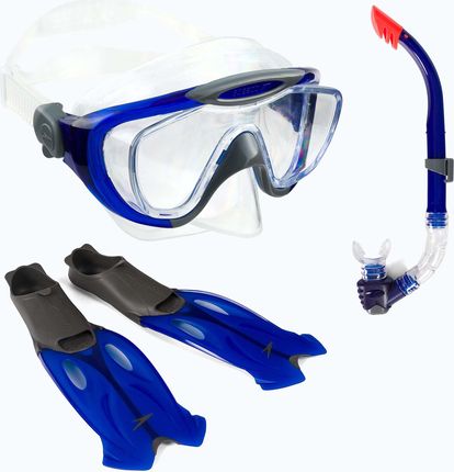 Speedo Zestaw Do Snorkelingu Glide Snorkel Fin Maska + Płetwy Fajka Niebieski 28010