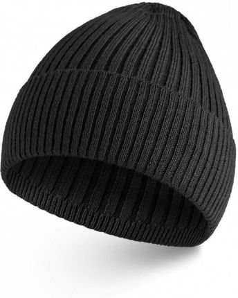 Zimowa czapka męska wywijana czarna
