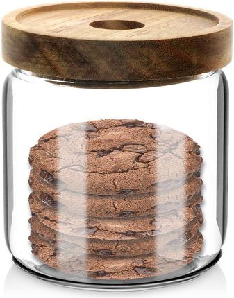 Pojemnik słoik kuchenny z uszczelką i drewnianą pokrywką szklany 420 ml