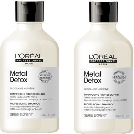L'Oréal Professionnel Metal Detox Zestaw Do Włosów: Szampon Włosów Neutralizujący Metale Stosowania Po Farbowaniu 2X300 ml