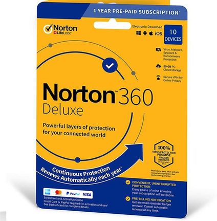 Norton 360 Deluxe 10 Narzędzie 1 Rok NORT360